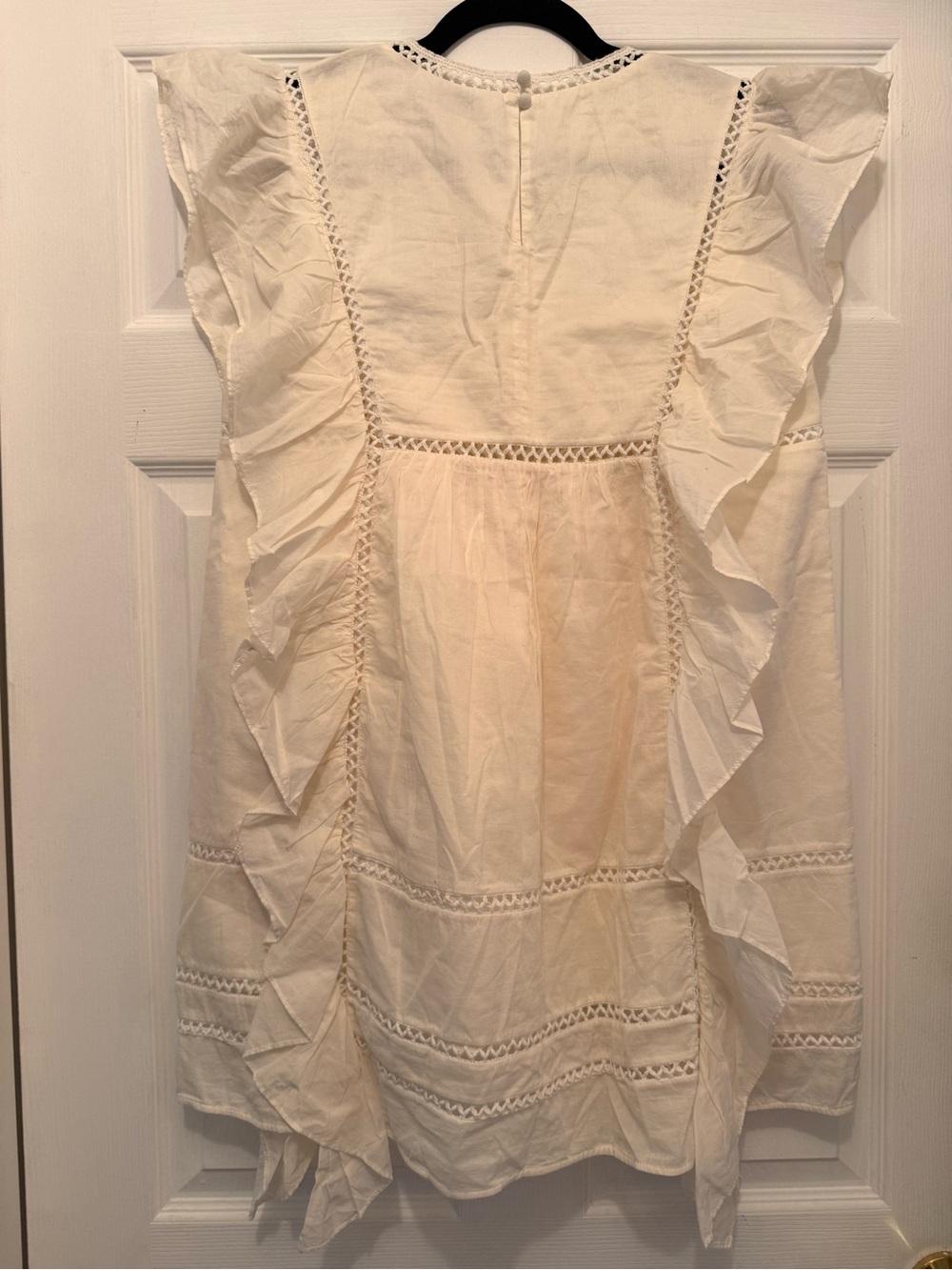 NEW! & Other Stories - Embroidered Ruffled Mini Dress - Cream - Size M - Picture 4 of 5